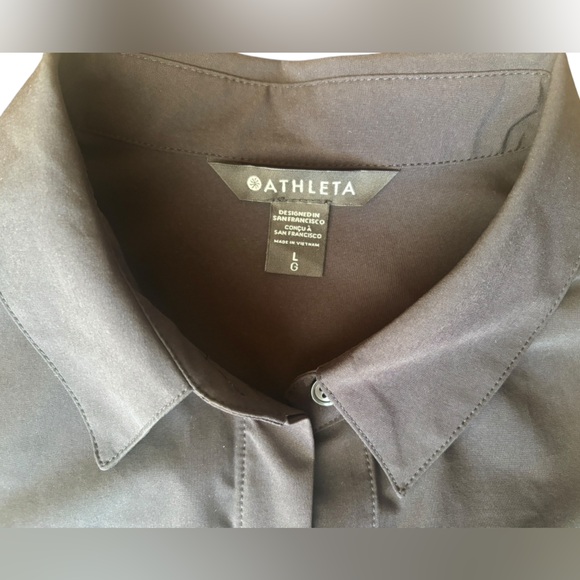 Athleta Urbanite Sleeveless Blouse Tank Button Up Collar Polo Black Size L - Picture 2 of 4